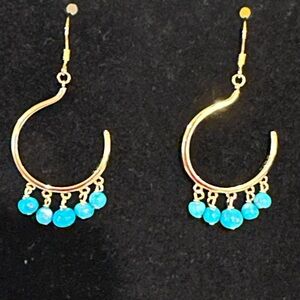 18k Gold over 925 sleeping beauty and Tehya Oyama Turquoise Nugget earrings